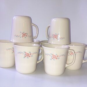 Vintage Corningware Cream Mugs with Pink & Blue Floral Design- Set of‎ 8